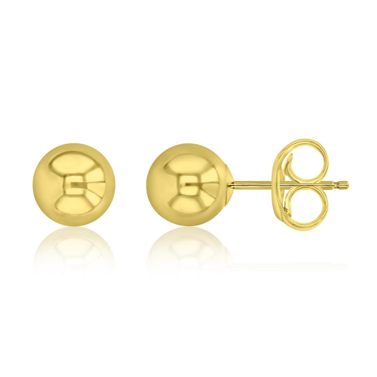 14K Yellow Gold 6mm Ball Solid Post Stud Earrings with 6mm Gold Butterfly Backs