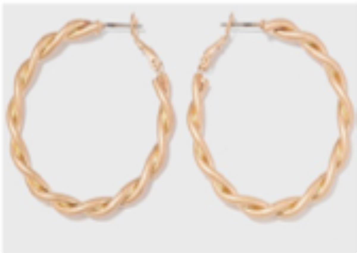 18K Yellow Gold 4mm Polished Twisted Hoop Earring