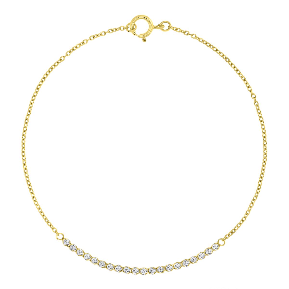 10K Yellow Gold Polished White CZ 1.50MM Tennis Cable Chain 7"+0.50" Extender Bracelet