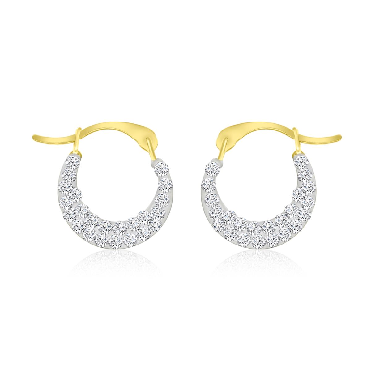 14K Yellow Gold 11MM Polished Swarovski Crystal Hoop Earrings