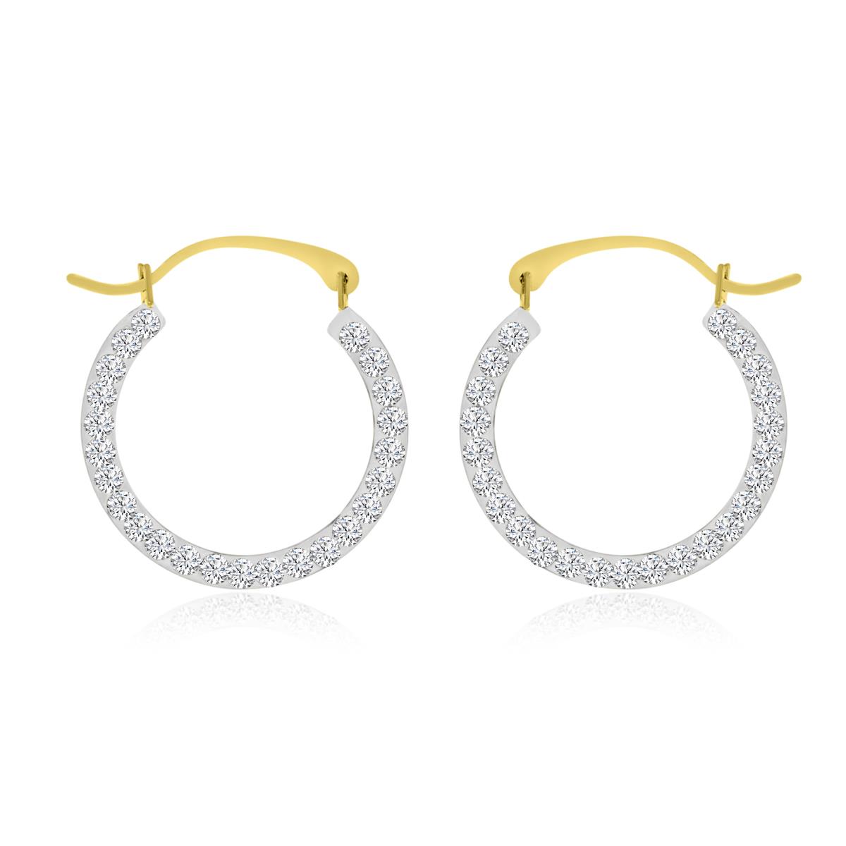 14K Yellow Gold 20MM Polished Swarovski Crystal Hoop Earrings