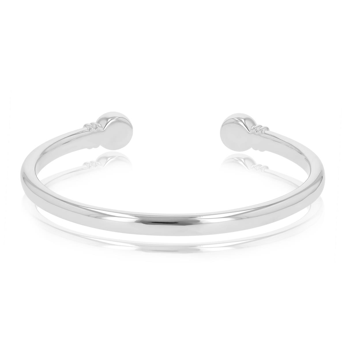 Sterling Silver Rhodium 9MM Polished Open Bangle Bracelet