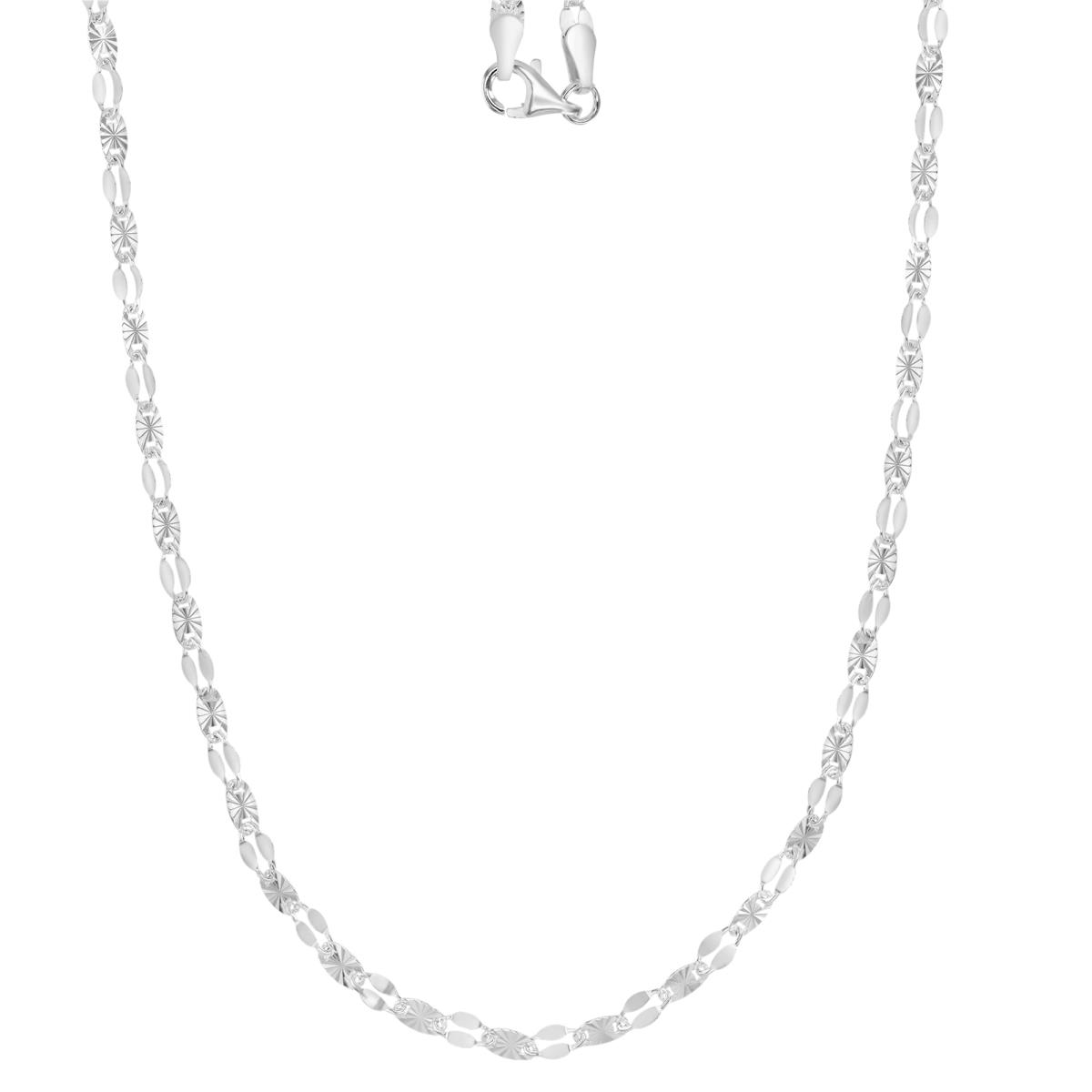 Sterling Silver Anti-Tarnish 3MM Polished & Diamond Cut Valentino Link 20" Chain Necklace