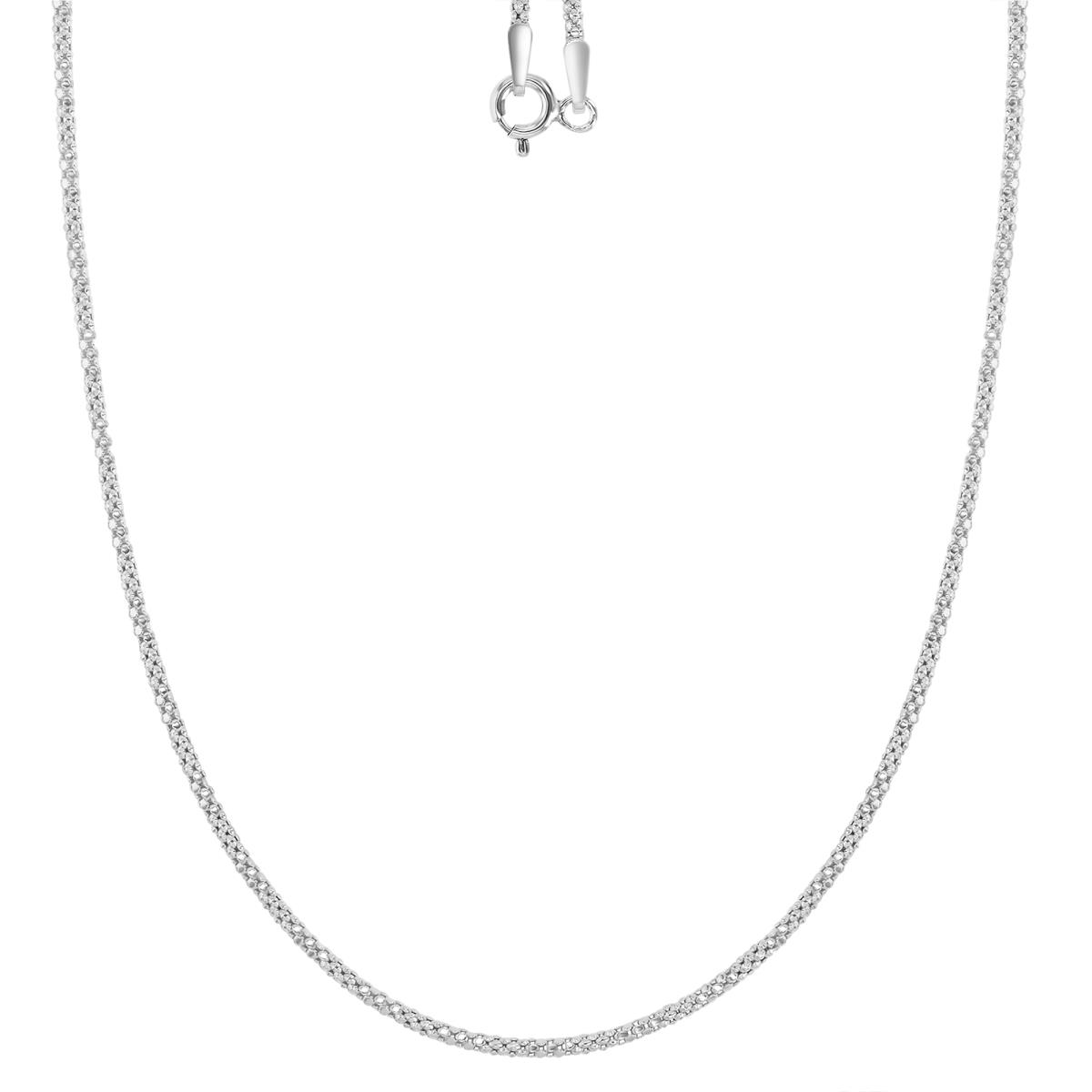Sterling Silver Anti-Tarnish 1.4MM Polished & Diamond Cut Popcorn 20" Chain Necklace