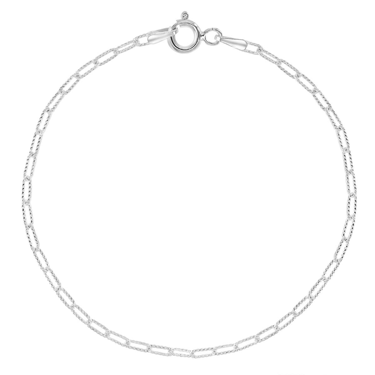 Sterling Silver Anti-Tarnish 2MM Twisted Paperclip 7'' Chain Bracelet