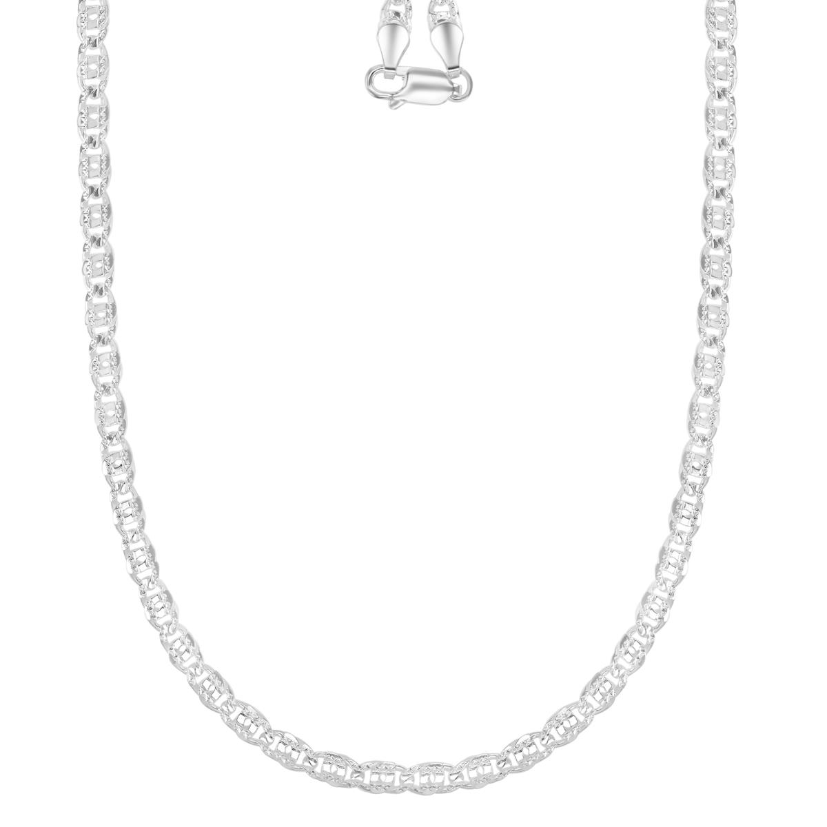 Sterling Silver Anti-Tarnish 4MM Polished & Diamond Cut Cuban 20" Chain Necklace