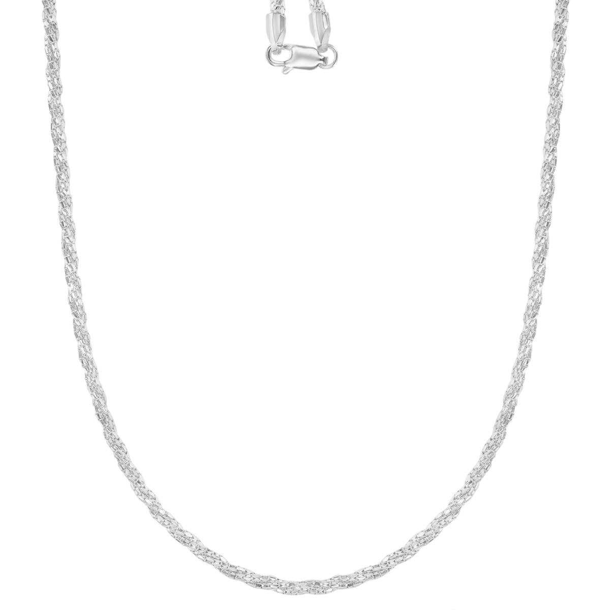Sterling Silver Anti-Tarnish 2MM Polished & Diamond Cut Twisted Rope 20" Chain Necklace