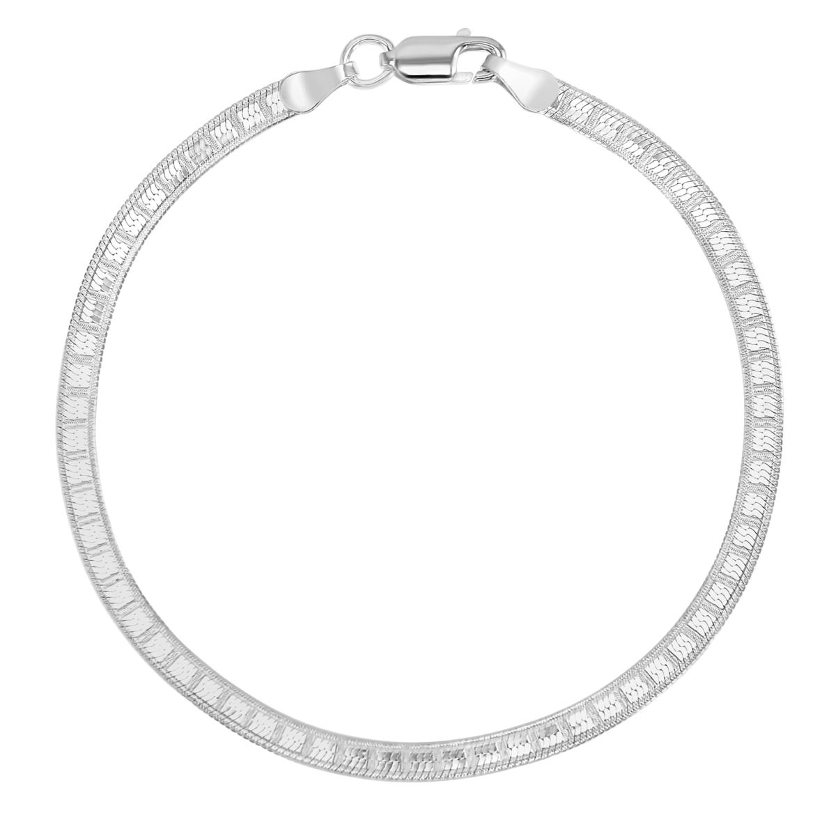 Sterling Silver Anti-Tarnish 3MM Polished Herringbone 7" Chain Bracelet