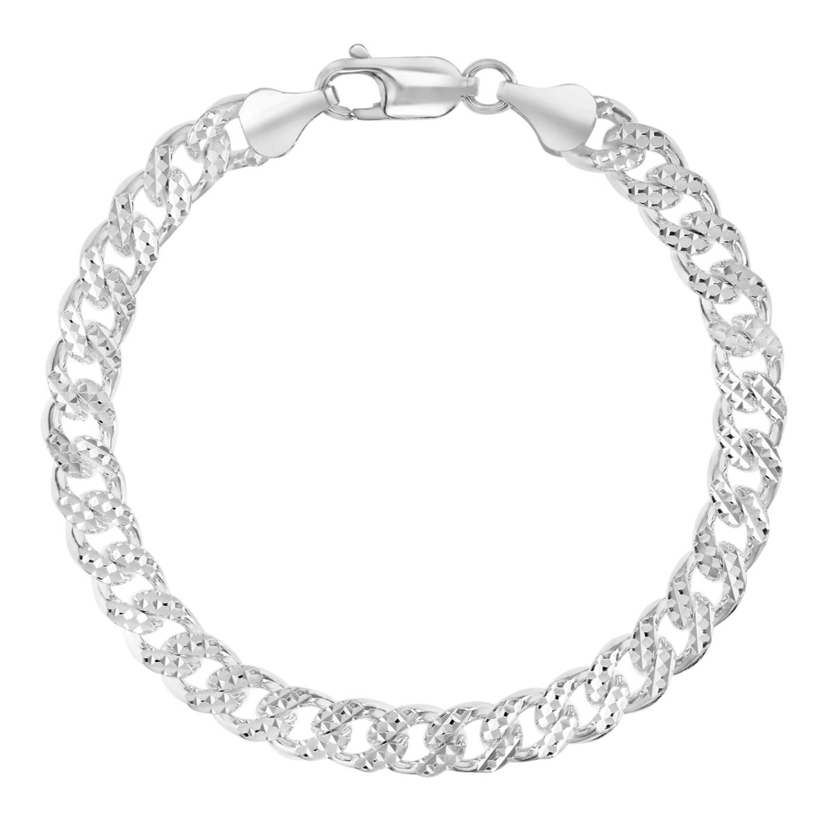 Sterling Silver Anti-Tarnish 6.2MM Polished & Diamond Cut Miami Cuban 7" Chain Bracelet