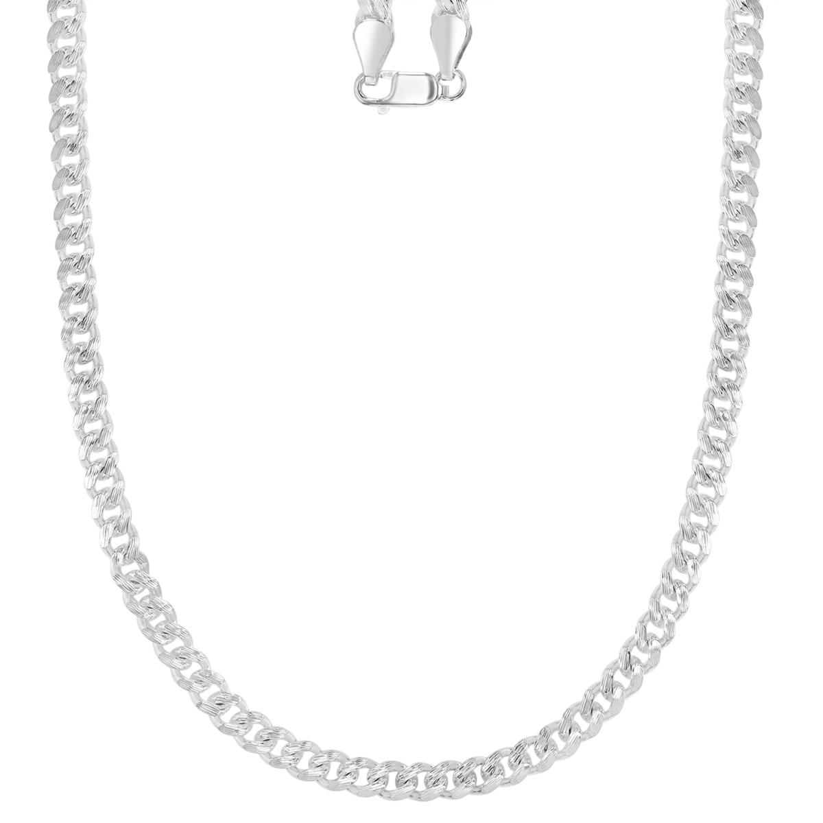 Sterling Silver Anti-Tarnish 4.5MM Brushed Cuban 20" Chain Necklace
