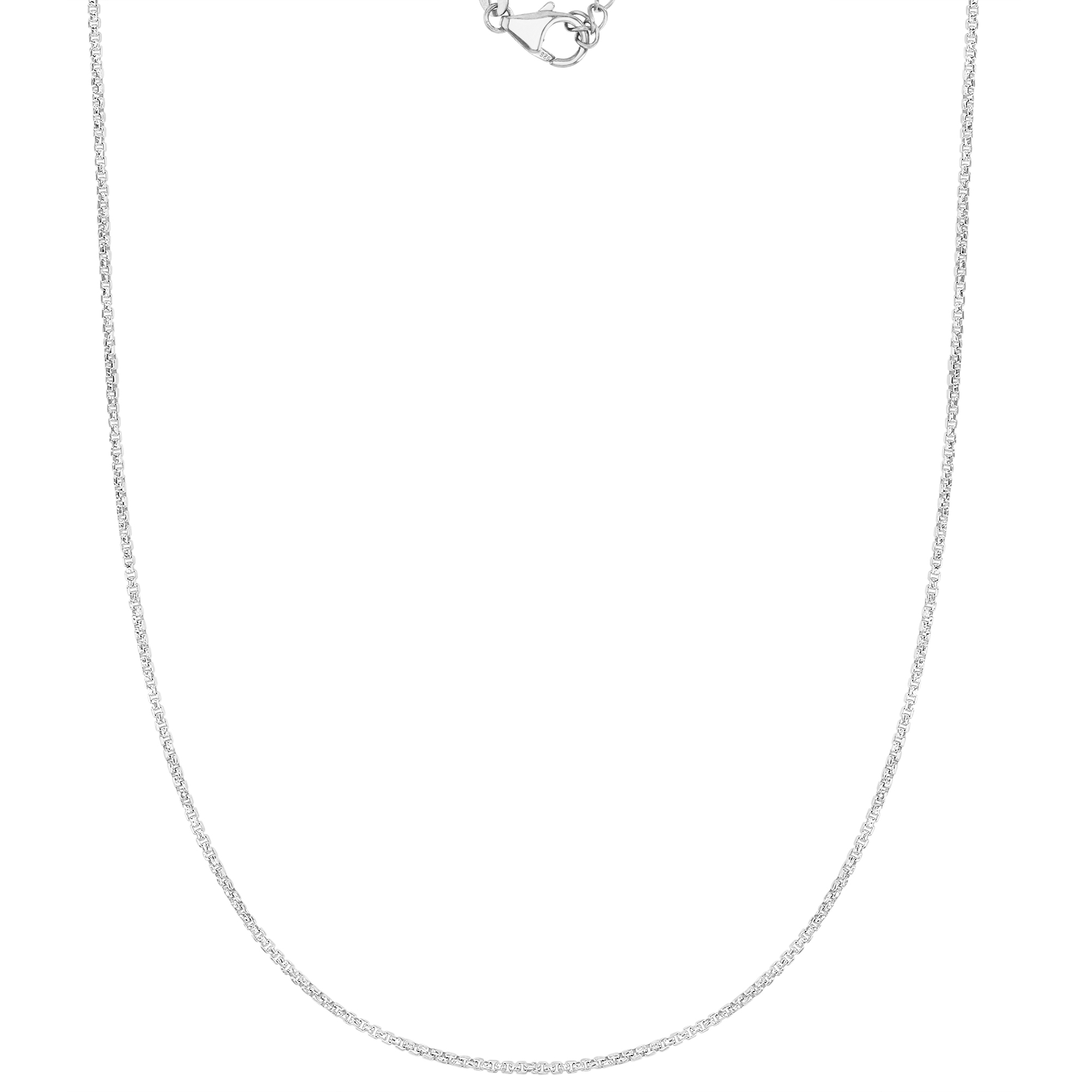 Sterling Silver Anti-Tarnish 1MM Polished & Diamond Cut Round Box 20" Chain Necklace