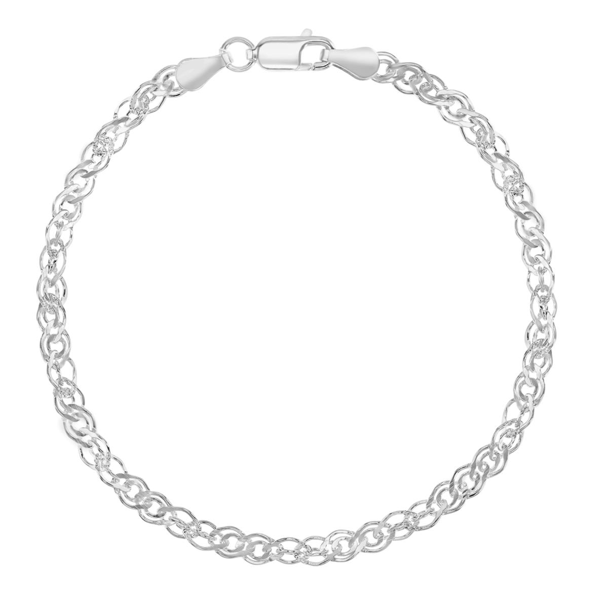 Sterling Silver Anti-Tarnish 4MM Polished & Diamond Cut Singapore 7" Chain Bracelet