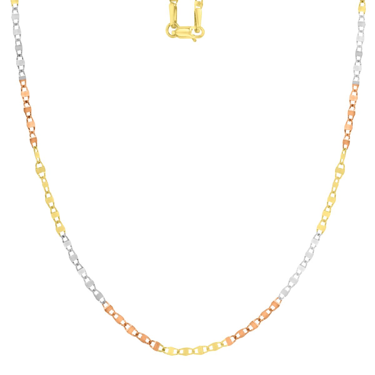 14K Gold Tricolor 2MM Mirror Twist Chain