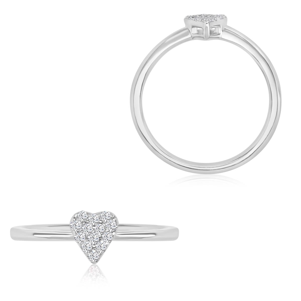 Sterling Silver Rhodium 6X5.4MM Polished White CZ Heart Ring