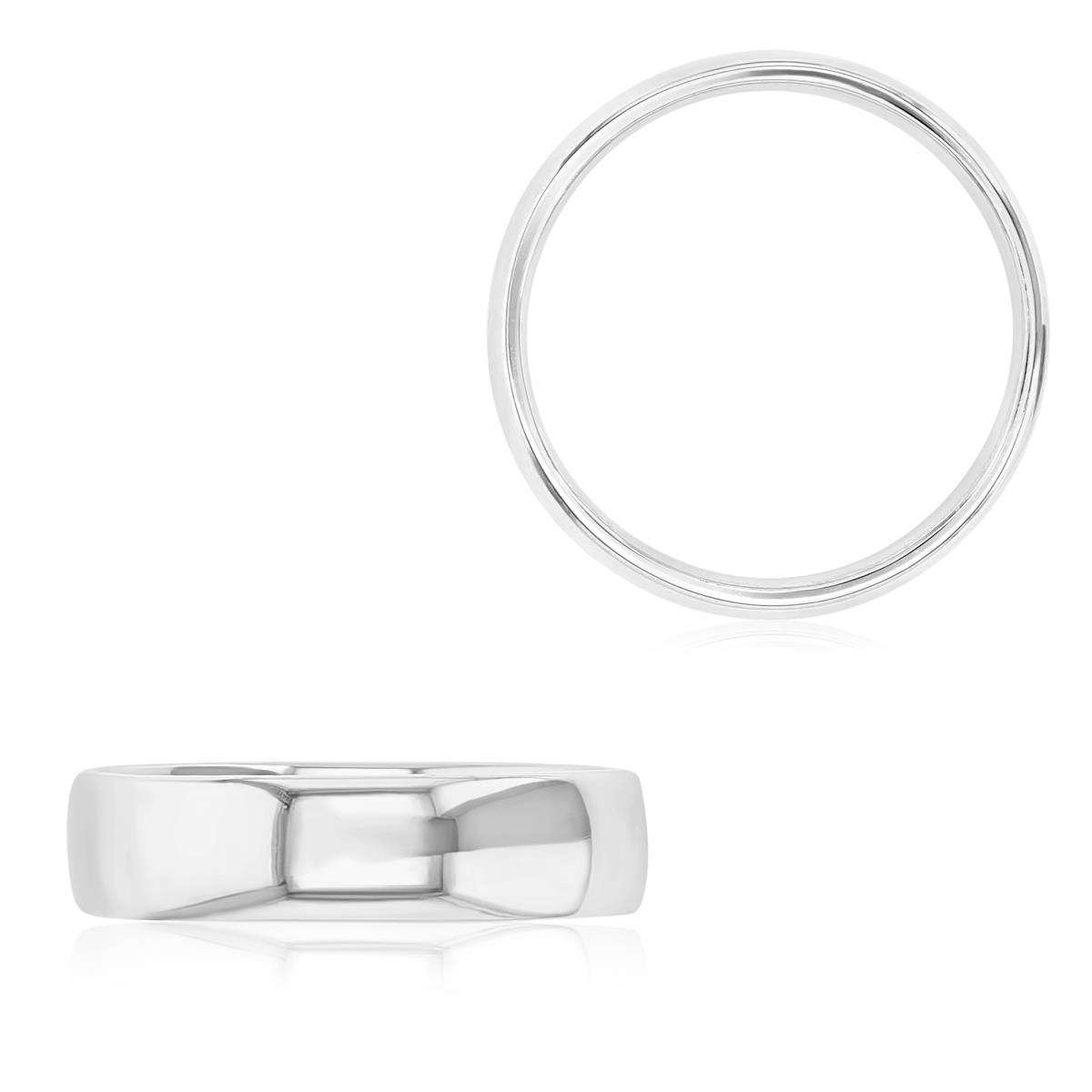Sterling Silver Rhodium 6MM Polished Round Wedding Band Ring