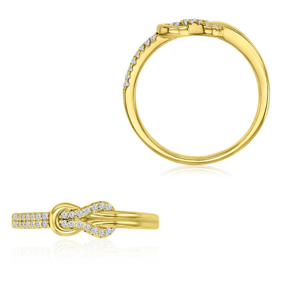 Brass Yellow 9X5.00MM Polished White CZ Infinity Interlocking Ring