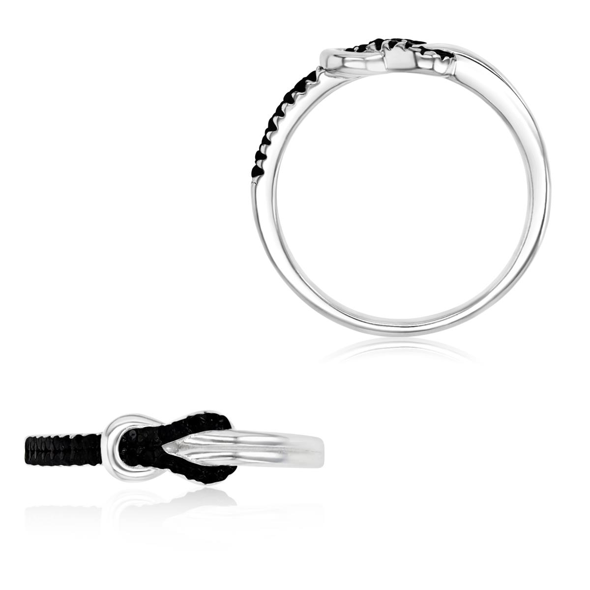 Sterling Silver Black & White 9X5.00MM Polished Black Spinel Infinity Interlocking Ring