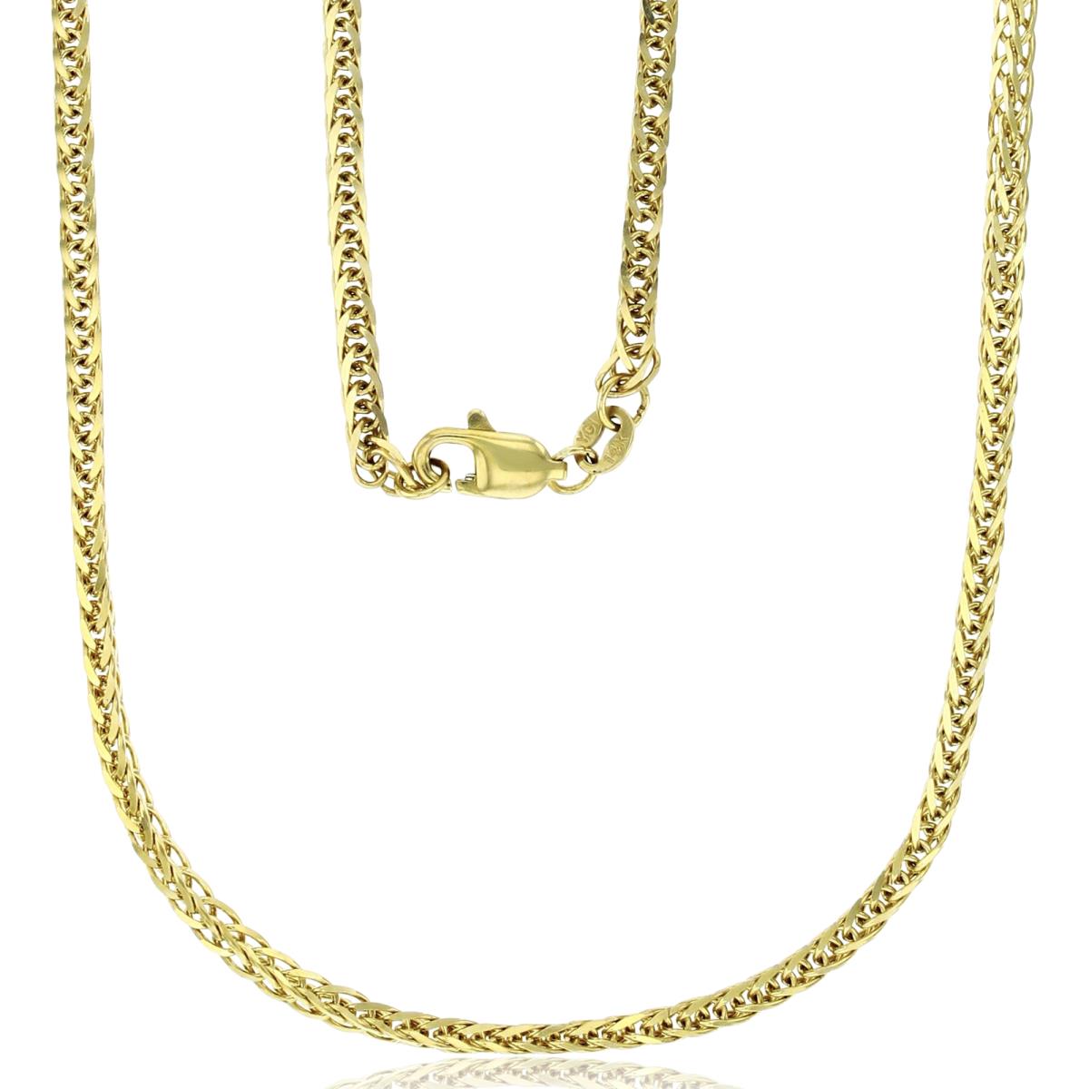 14k Yellow Gold DC 2.40mm 7.5" Triple Spiga Wheat Chain
