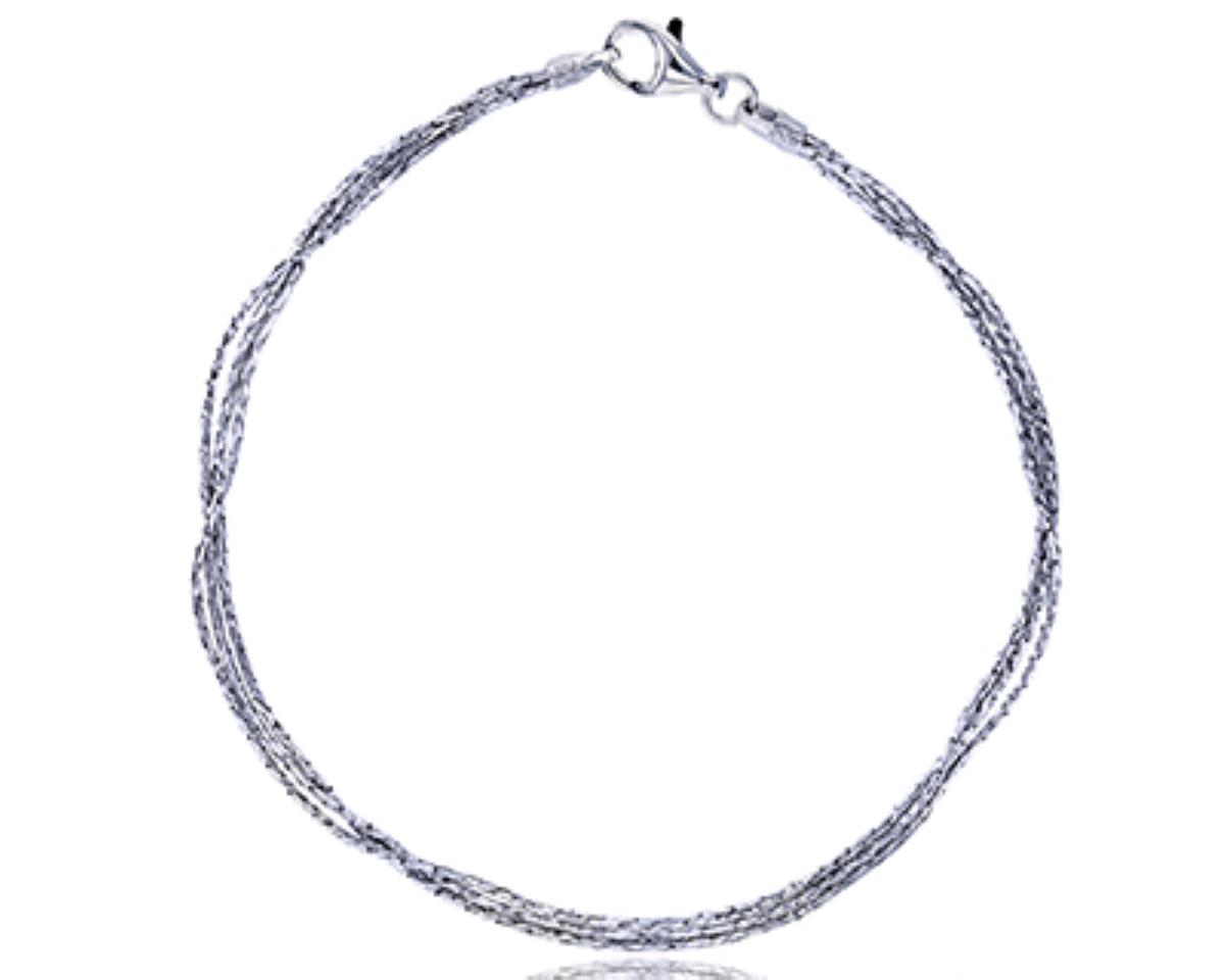 Sterling Silver Rhodium 3 Strand Cardano 18" Chain Necklace 