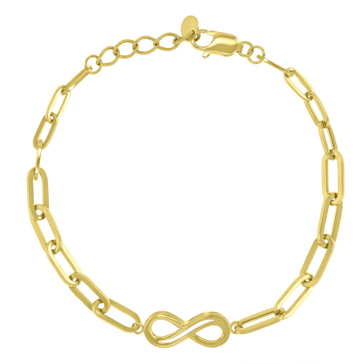 14K Yellow Gold 18X7MM Polished Infinity Paper Clip 7" Bracelet