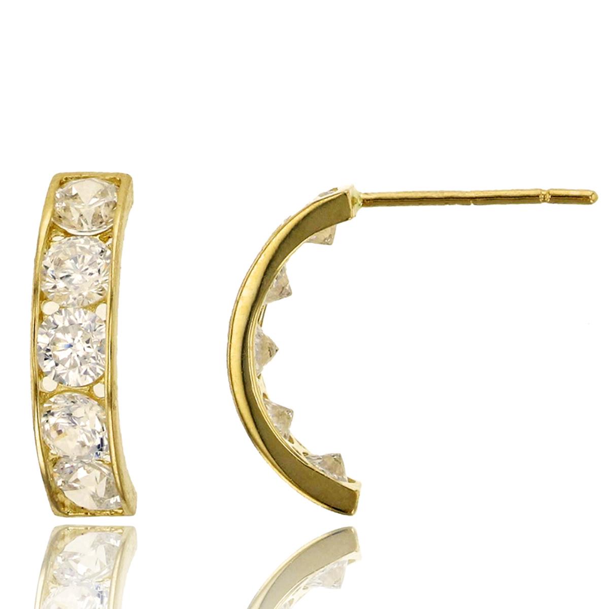10K Yellow Gold 3mm Rd Channel Half Hoop Stud Earring