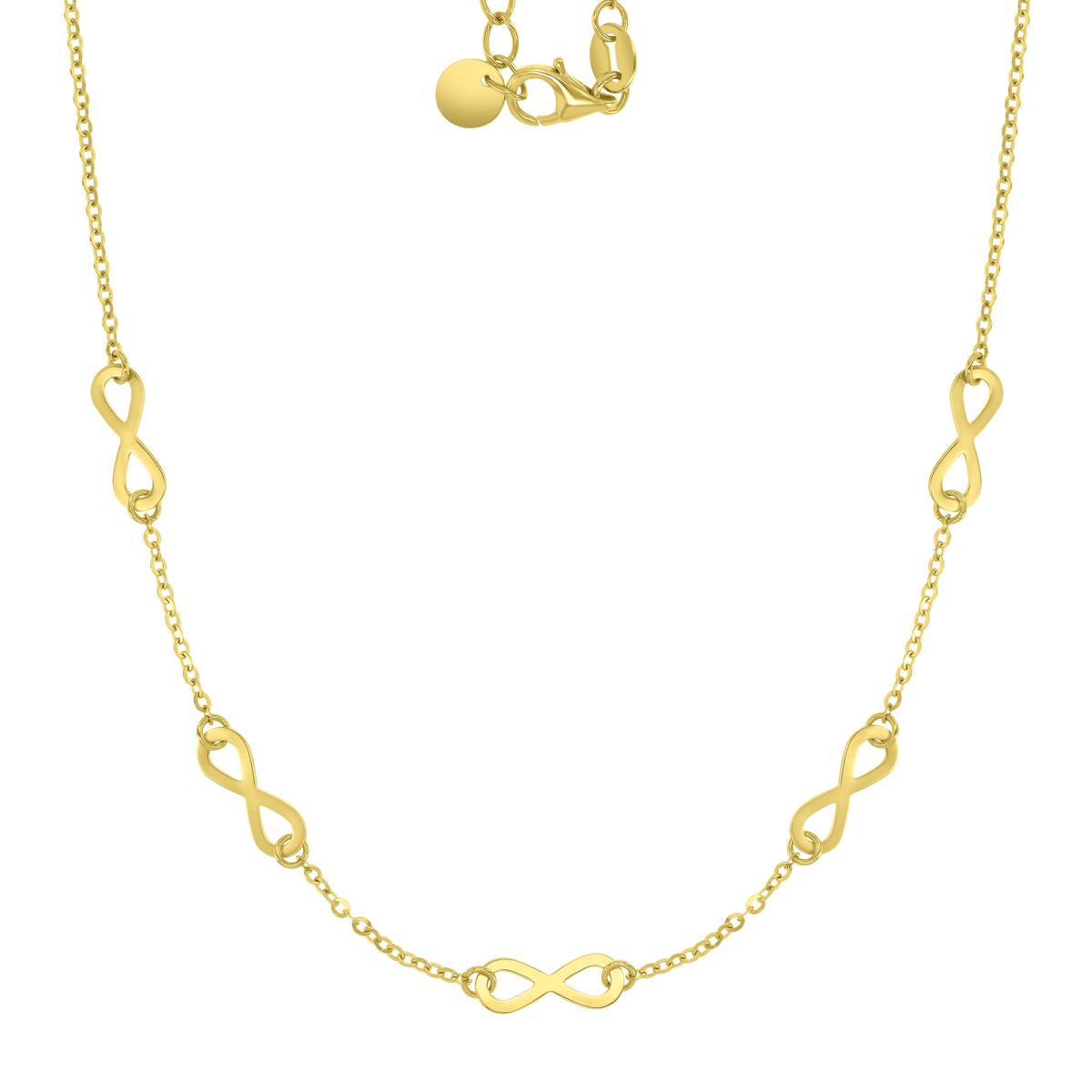 14K Yellow Gold 10mm Infinity Station 17+1" Rolo Necklace