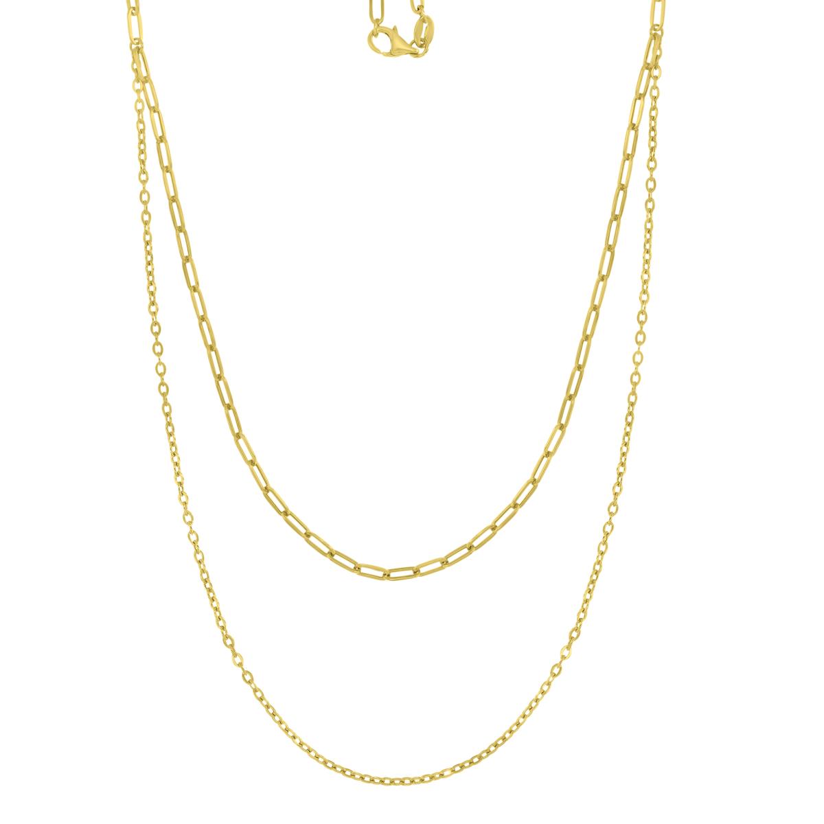 14K Yellow Gold Rolo & Paperclip 16" Double Necklace