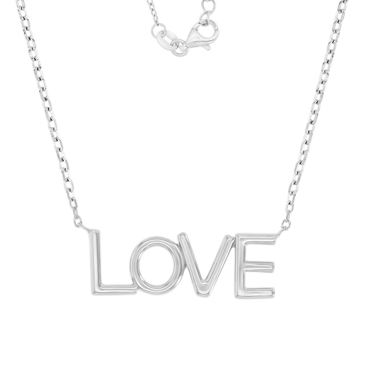 Sterling Silver Rhodium 26X9MM Polished Love 18+2" Necklace