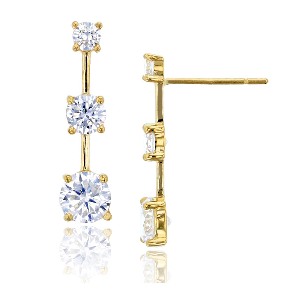 10K Yellow Gold 17x4.5mm Rd Graduated Liner Stud Earring