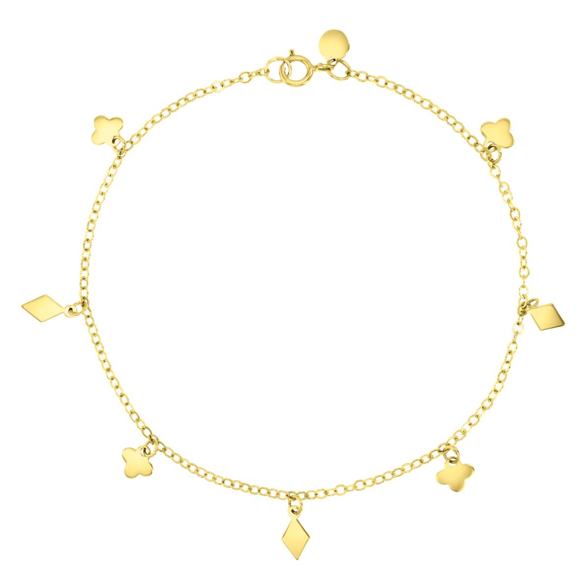 14K Yellow 8X3MM Polished Dangling Card Icons Bracelet