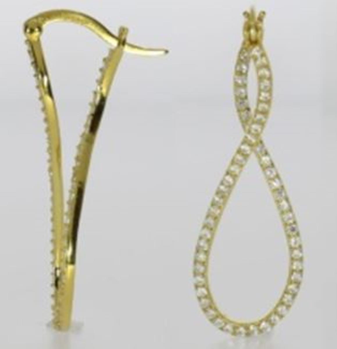 Sterling Silver Yellow Pave Twisted Infinity Hoop Earring