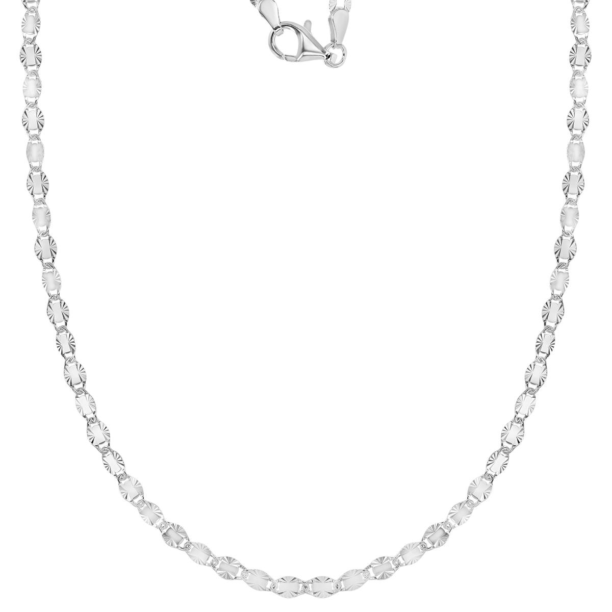 Sterling Silver Rhodium 3MM Polished & Diamond Cut 060 Valentino 20" Chain Necklace