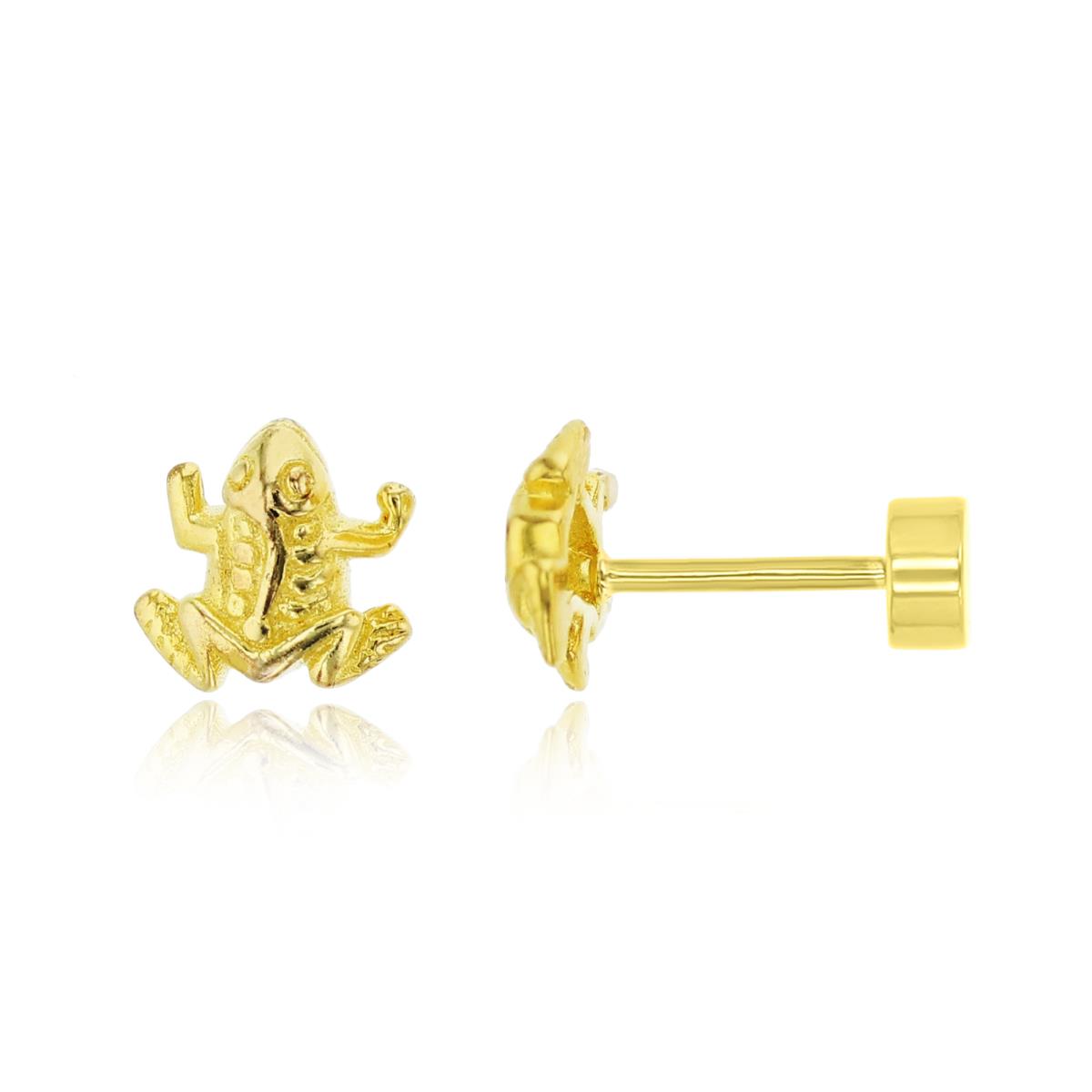 Sterling Silver Yellow Frog Flat Back Stud