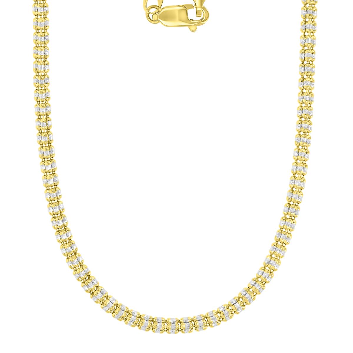 14K Two-Tone Gold 3.15mm Diamond Cut Ice 8" Chain Bracelet