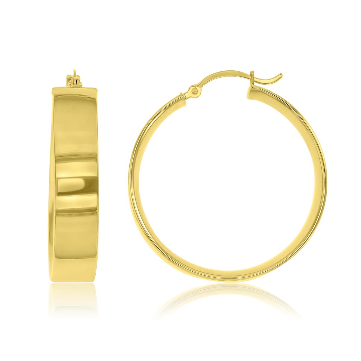 14K Yellow Gold 6.75X30mm Polished Hoop Earrings