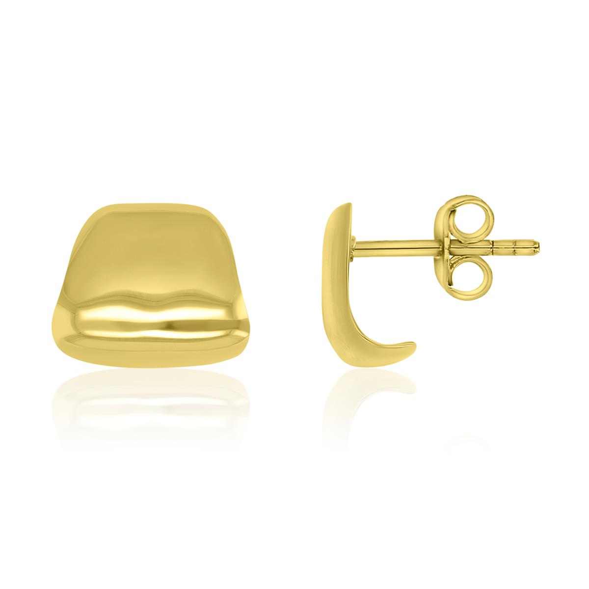 14K Yellow Gold 9.5X12mm Trapezium Stud Earrings