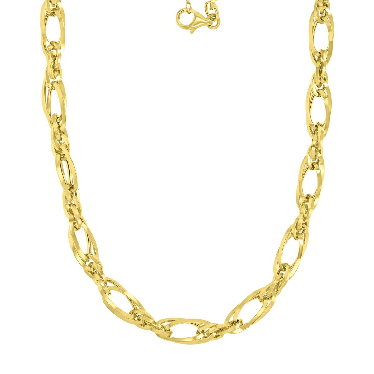 14K Yellow Gold 7mm Squared Wire Triangular Rope Chain 18" Necklace