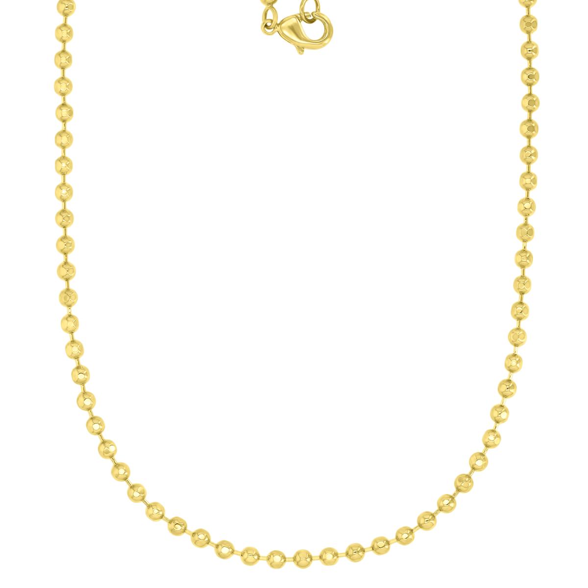 Brass Yellow 3MM Diamond Cut Bead Chain 20" Necklace