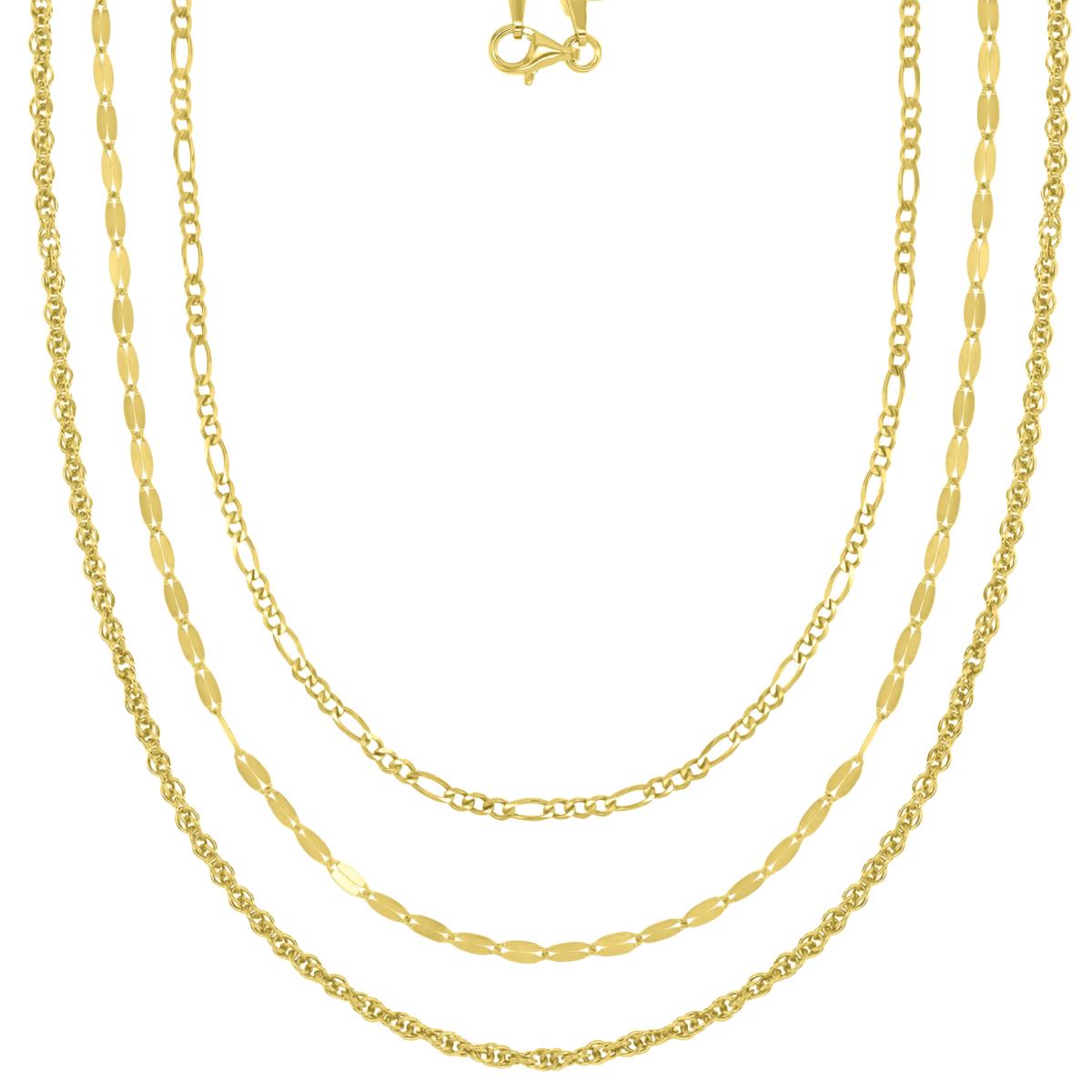 Sterling Silver Yellow 1M 20" Chain Set