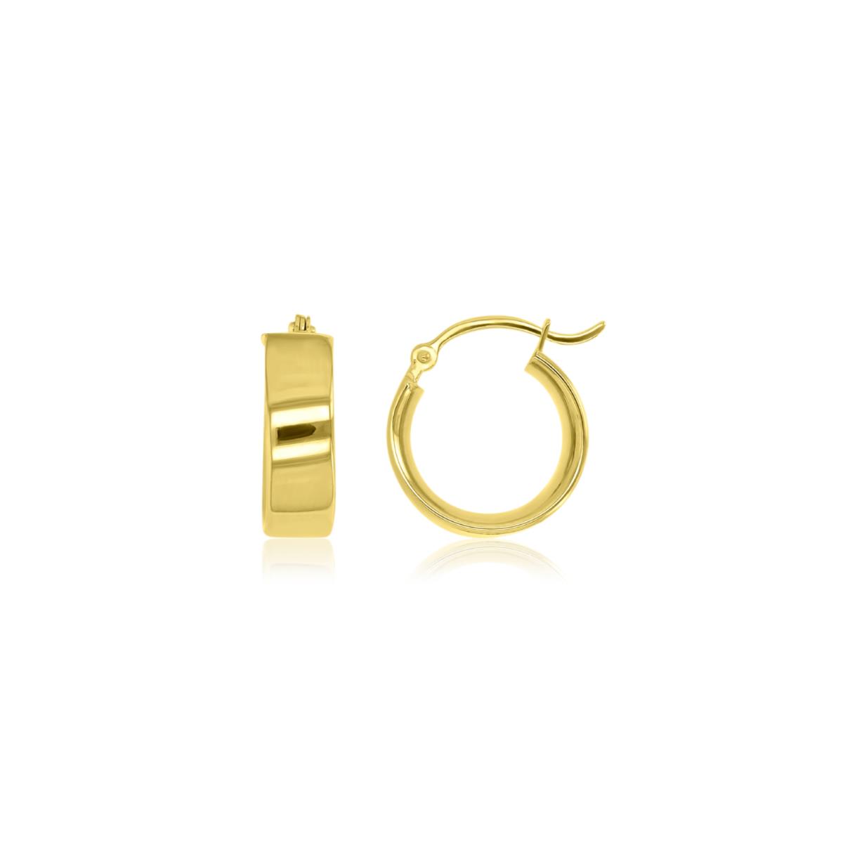 14K Yellow Gold 5X15mm Flat Concave Polished Hoop Earrings