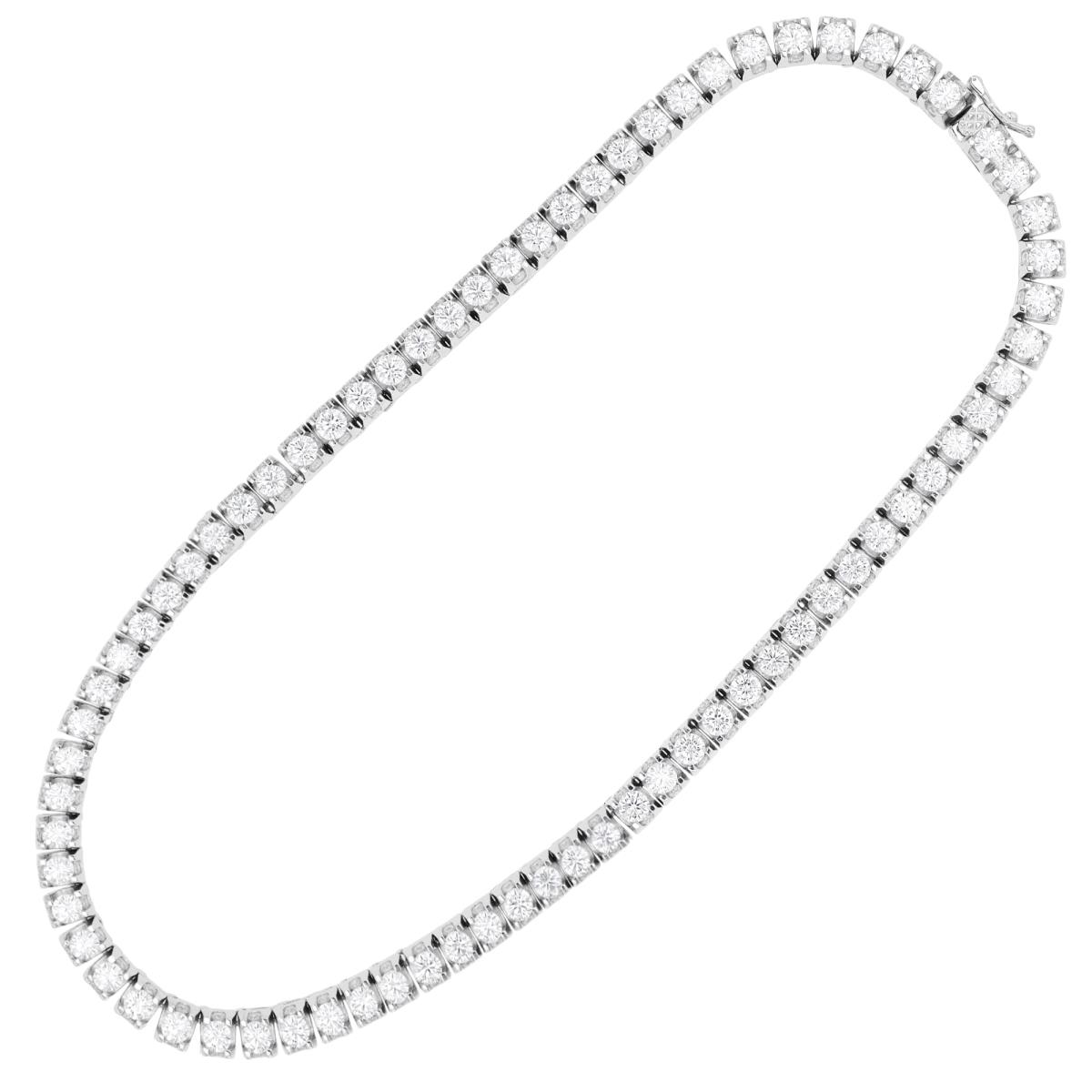 Sterling Silver Rhodium White CZ Tennis 8.50" Bracelet