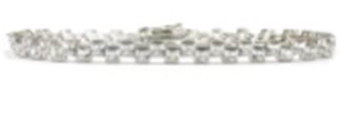 Sterling Silver Rhodium Emerald Cut Zig Zag 7.5" Tennis Bracelet