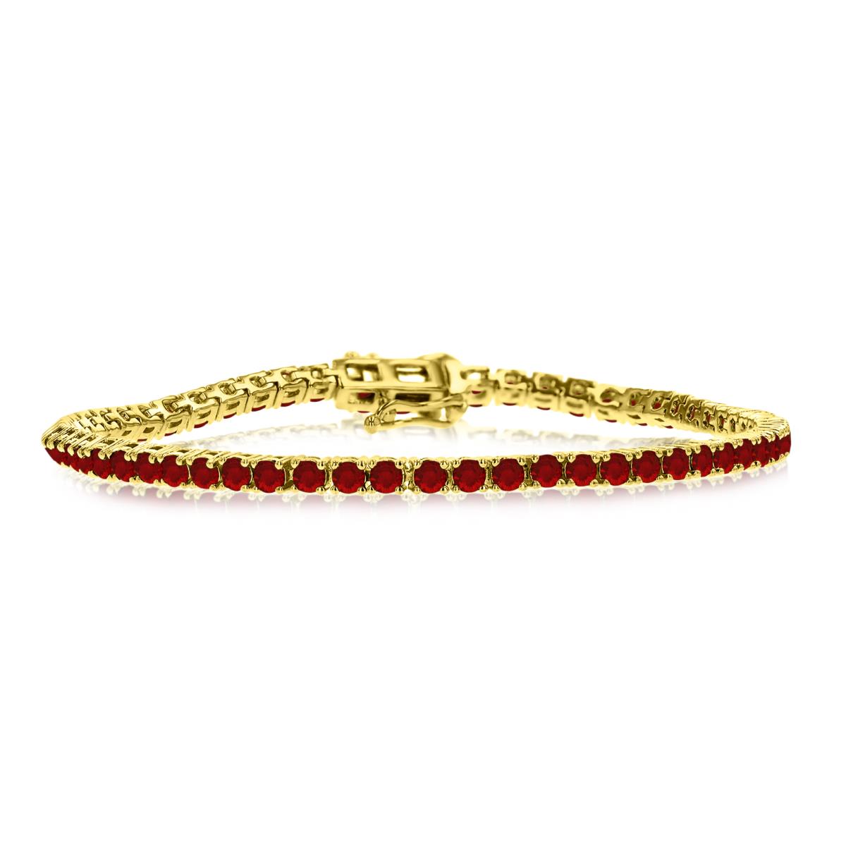 14K Yellow Gold with  2.50mm  ( 5 1/2 ctw)Created Ruby Tennis Bracelet 7.25"