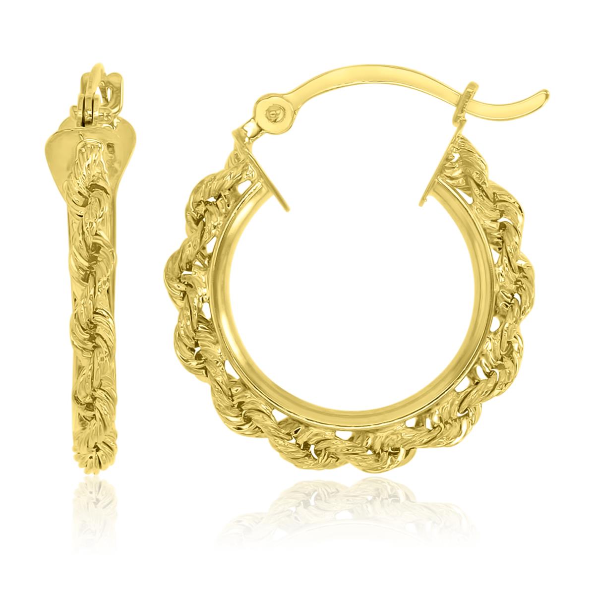 14K Yellow Gold 18MM Rope Hoop Earrings