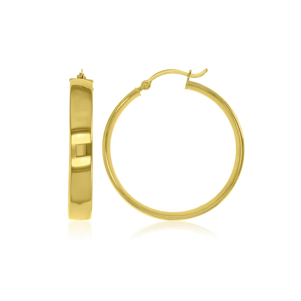 14K Yellow Gold 5x40mm Flat Concave Polished Hoop Earrings