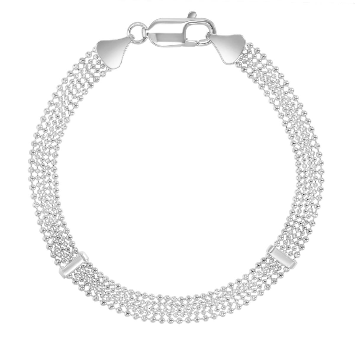 Sterling Silver Anti-Tarnish 7mm 5 Rows Beaded 7.5" Bracelet