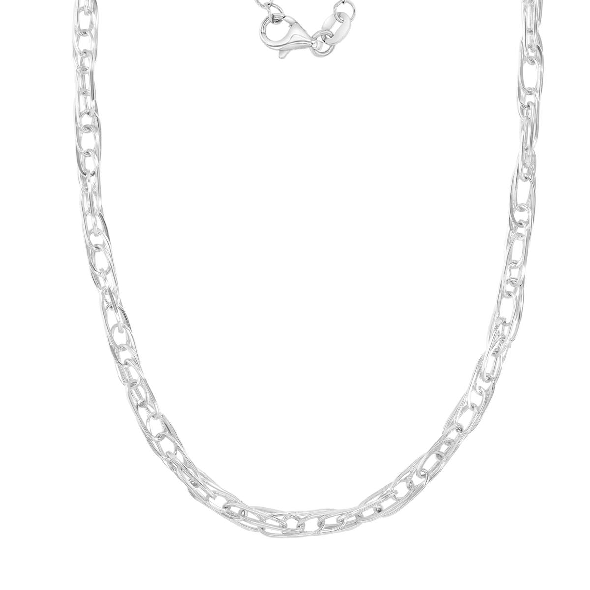 Sterling Silver Anti-Tarnish 5mm Triple Oval Link Hollow Twisted 20" Basic Chain