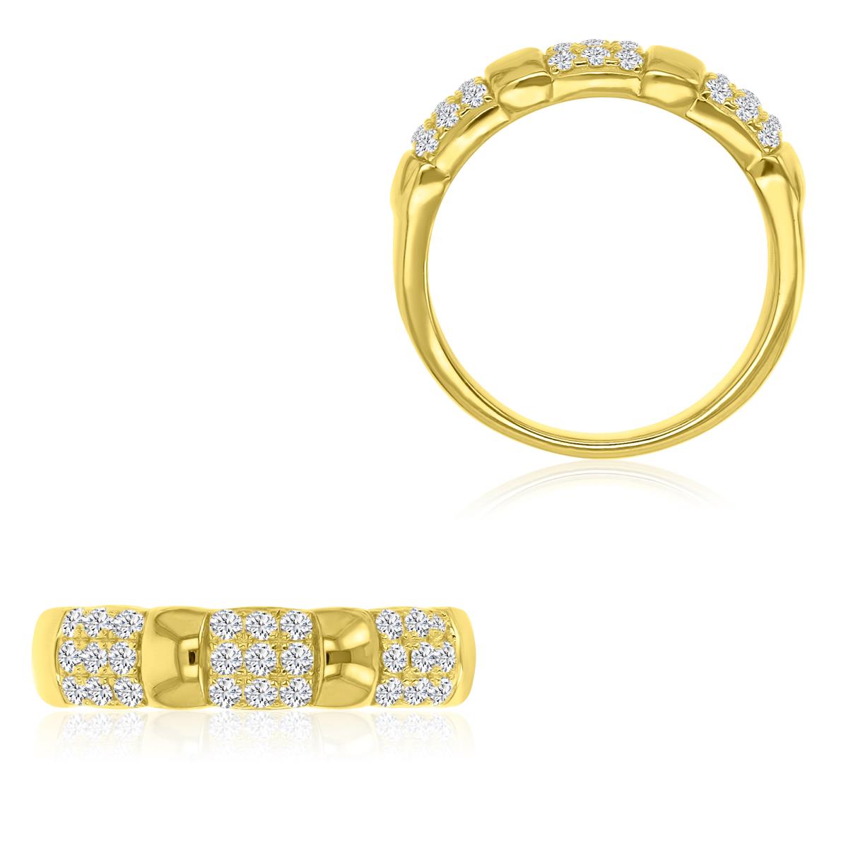Sterling Silver Yellow 5mm White CZ Half Pave Fashion Ring