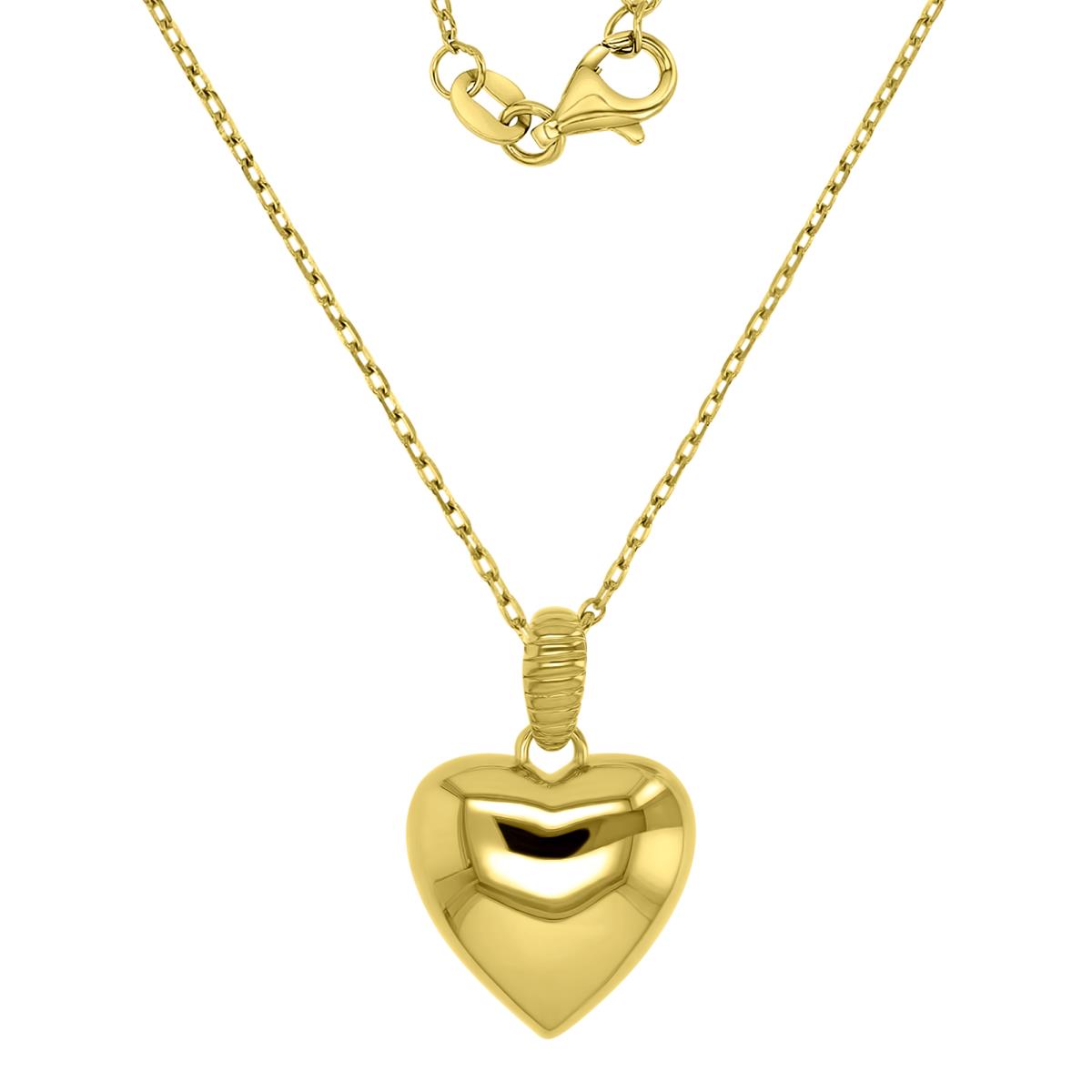 Sterling Silver Yellow 15x22.5mm Dangling Heart 16+2" Necklace