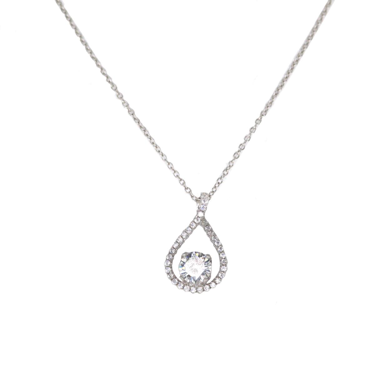 Sterling Silver Rhodium Pave 6mm Rd Infinity Pendant